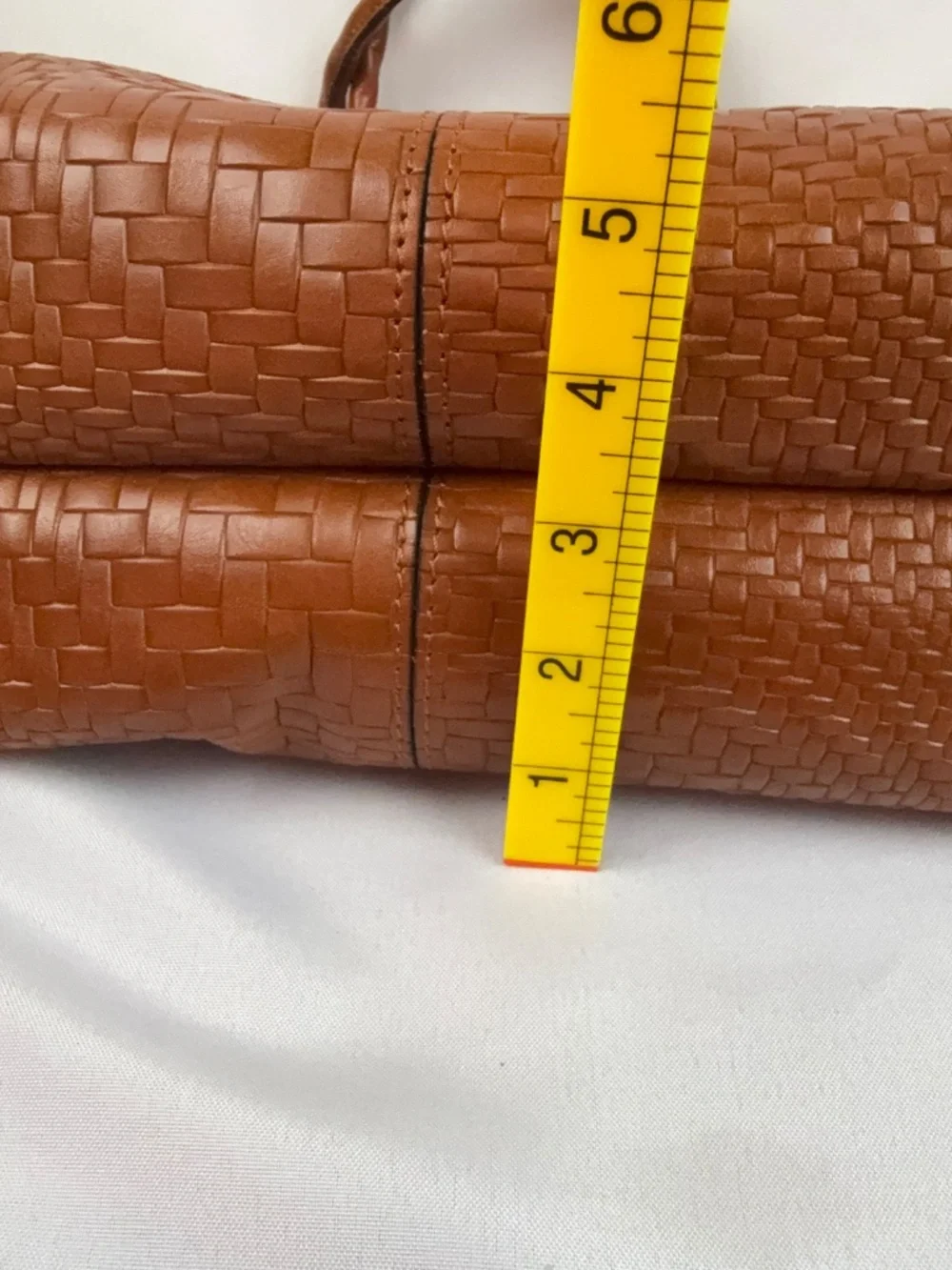 Patricia Nash Emilion Wavy Leather Woven Embossed Tote Purse Tan with Scarf New